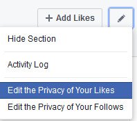 เลือก Edit the privacy of your likes