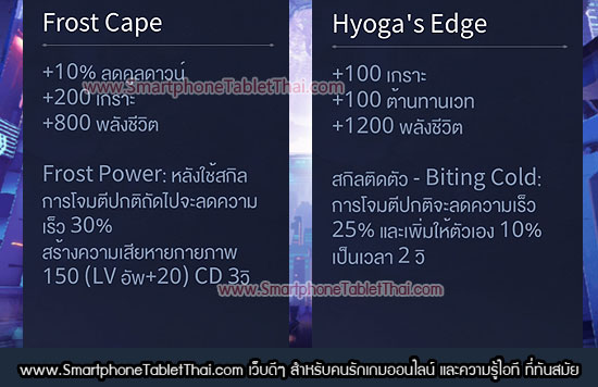 ความแตกต่างระหว่าง ไอเท็ม Frost Cape กับ Hyoga's Edge